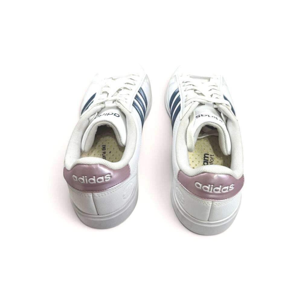Adidas Women's Grand Court 2.0 Tennis Shoes Blue Stripe Pink Heel Tab White 7.5 - Picture 5 of 10